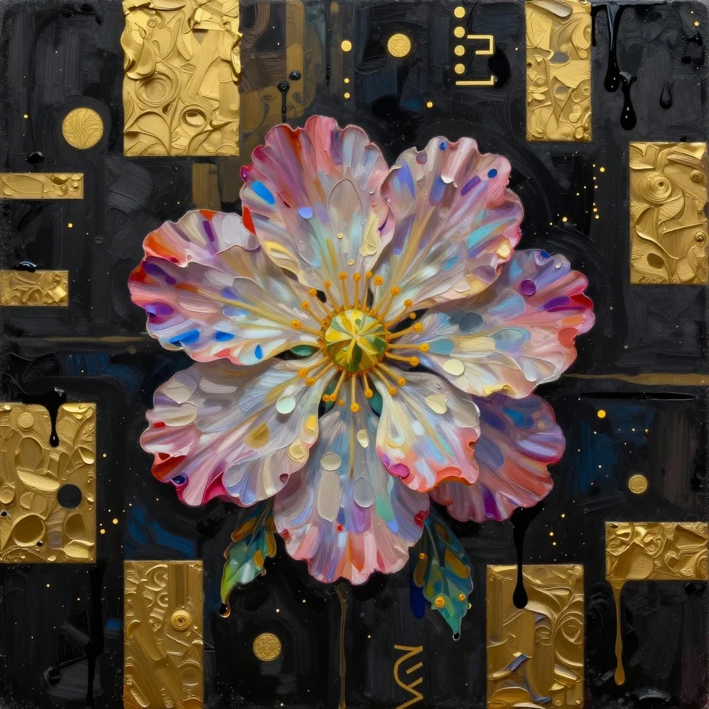 hyperrealistic blossom painting klimt richter style