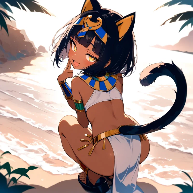 褐色エジプト猫耳ロリ