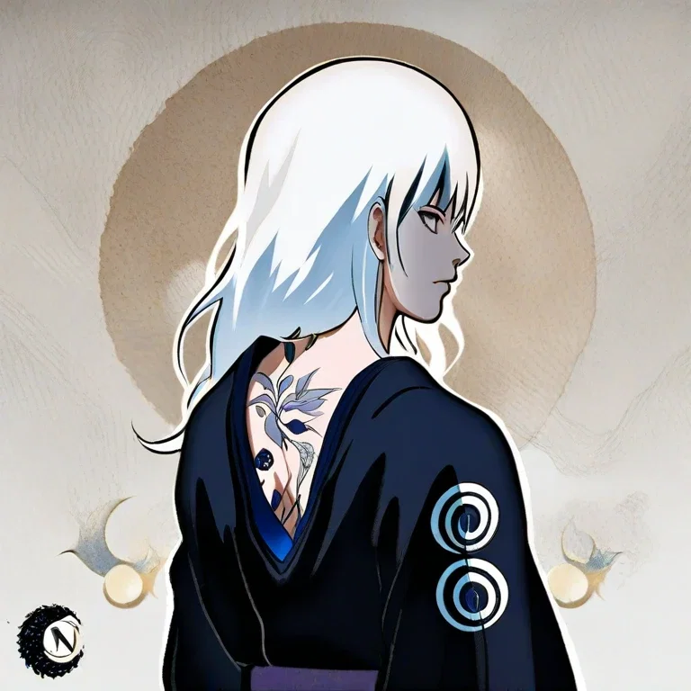 moonlight logo on blue kimono