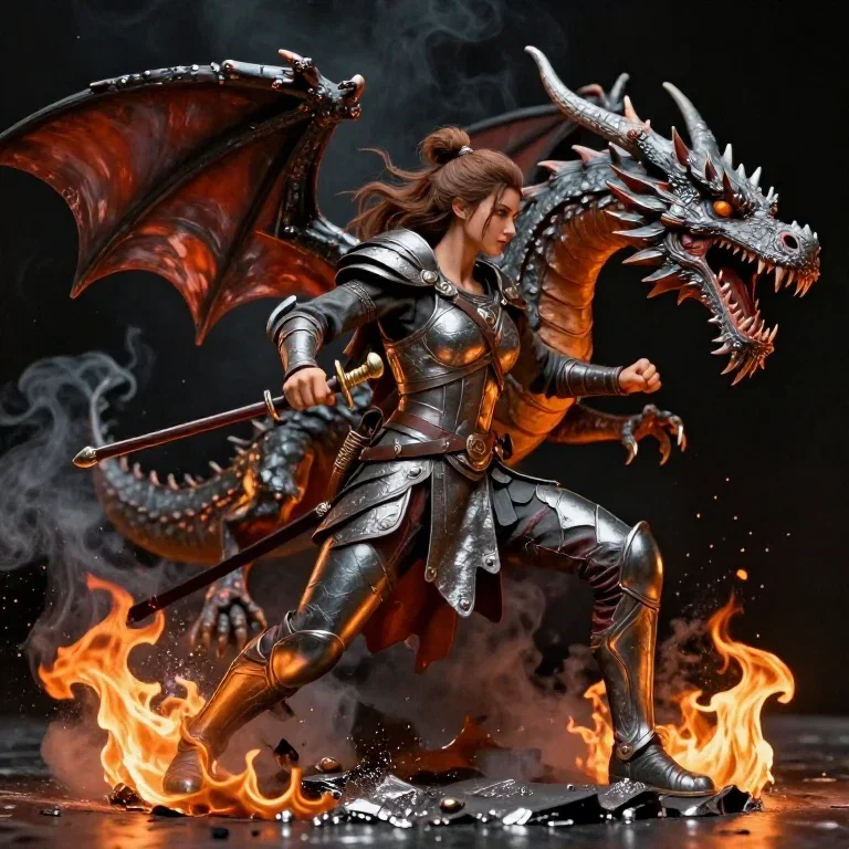 aluminum powder painting highlander warrior dragon