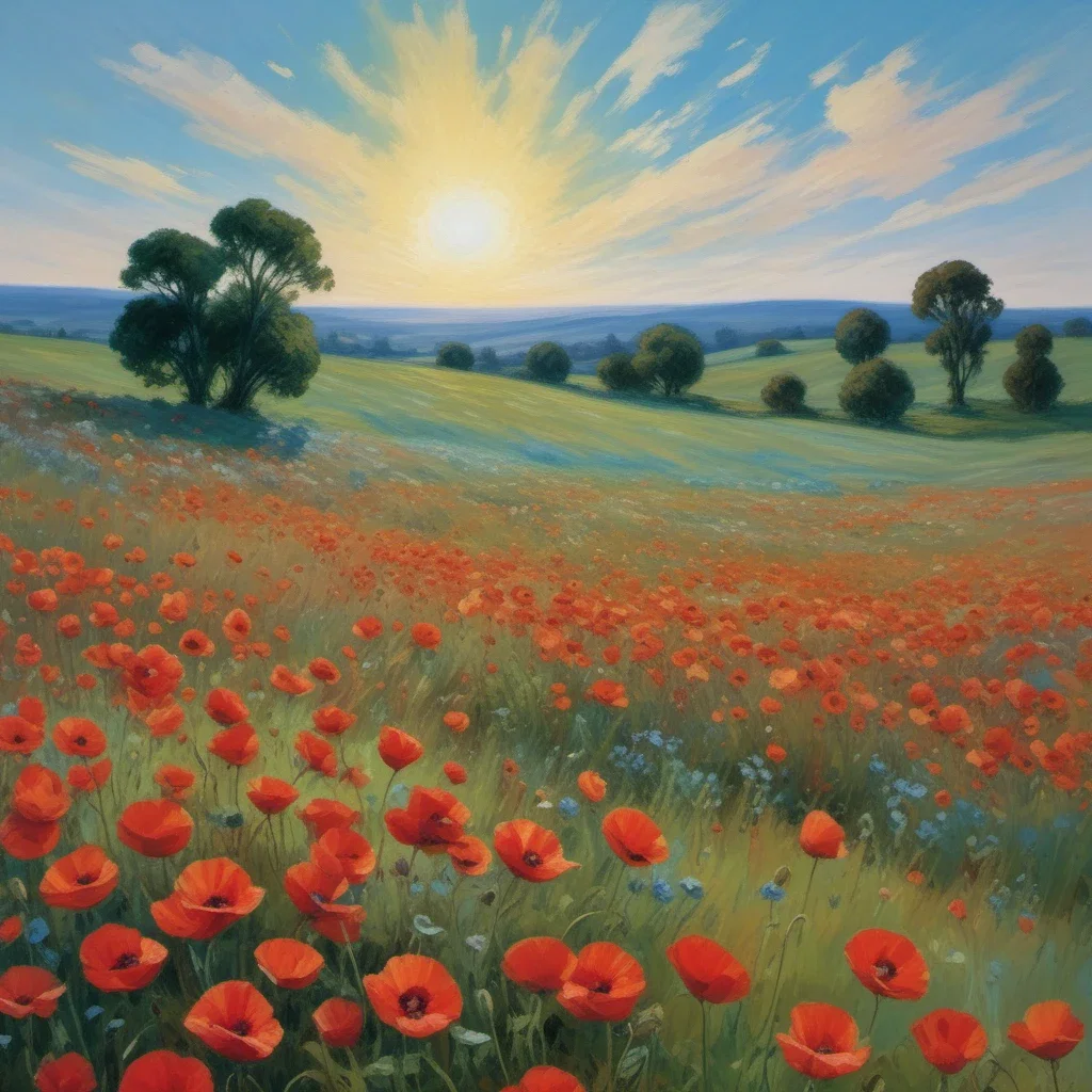 monet poppy field sunny day