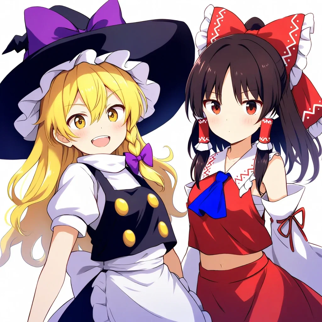 2 beautiful girls marisa reimu
