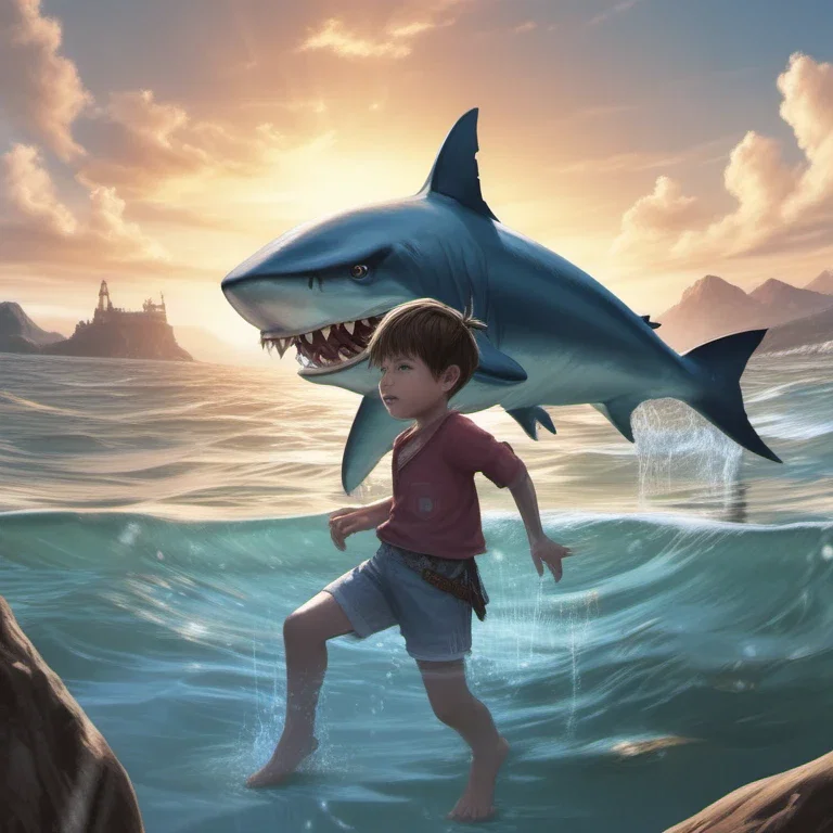 shark boy showing feet out of water