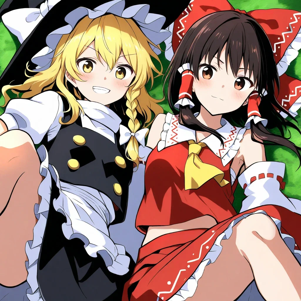 2 beautiful girls marisa reimu