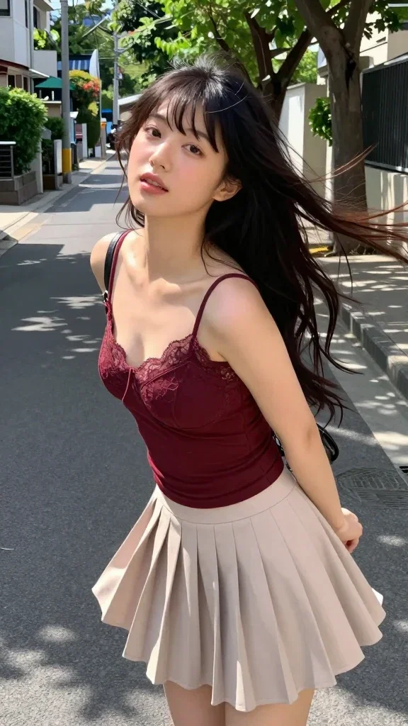 japanese woman looking back bird