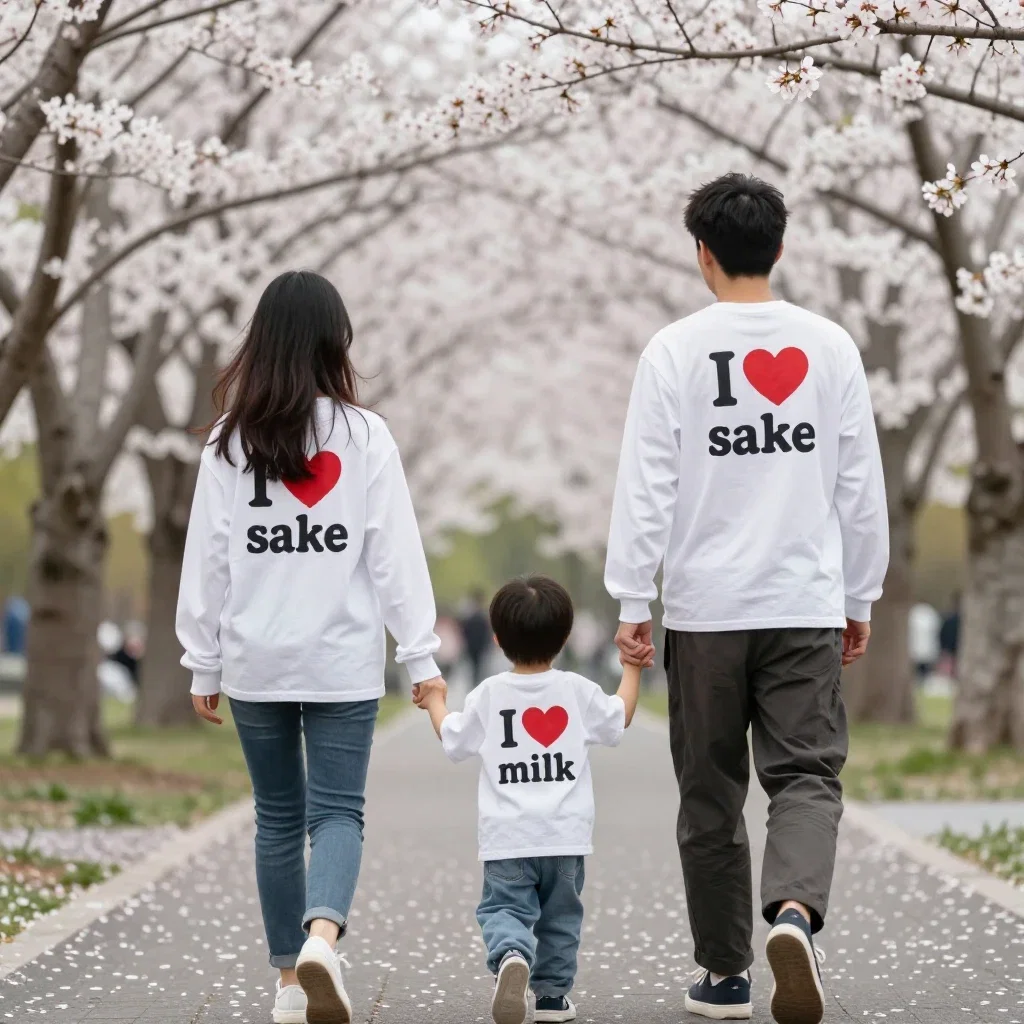 family in park wearing matching t shirts