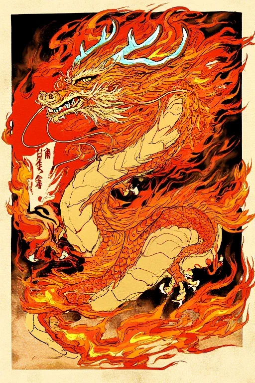japanese fire dragon ukiyo e