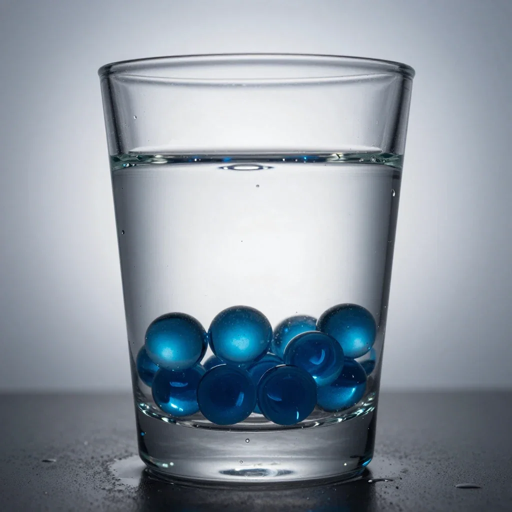 glass cup with beads water