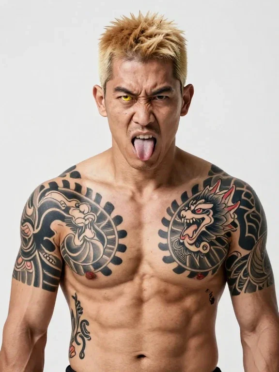 japanese man with yakuza tattoos muscular