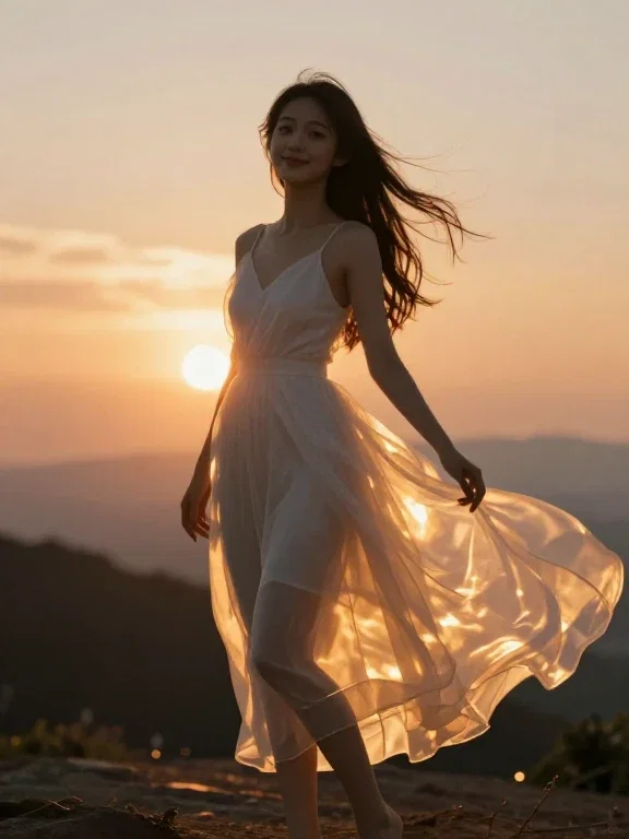 beautiful girl anime sunset silhouette