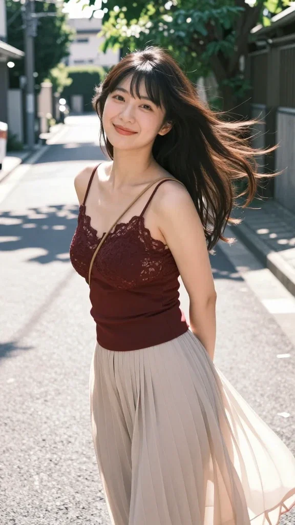 japanese woman looking back twisting