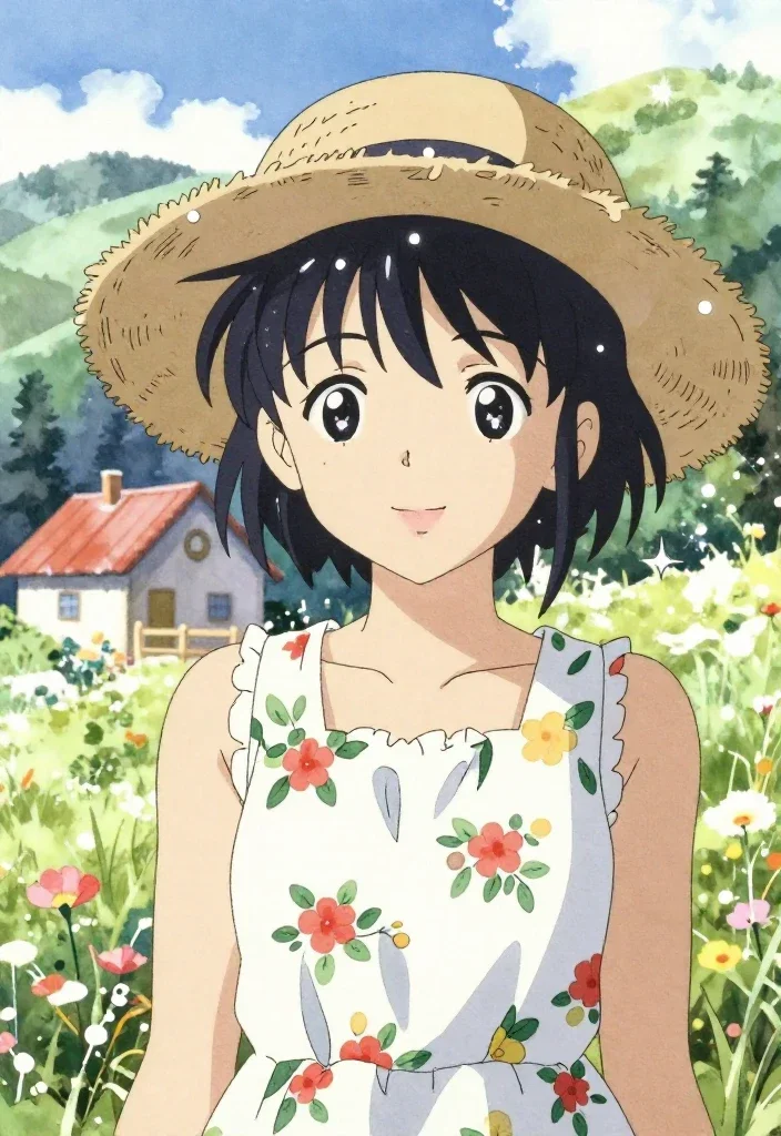 lone girl smiling in summer dress