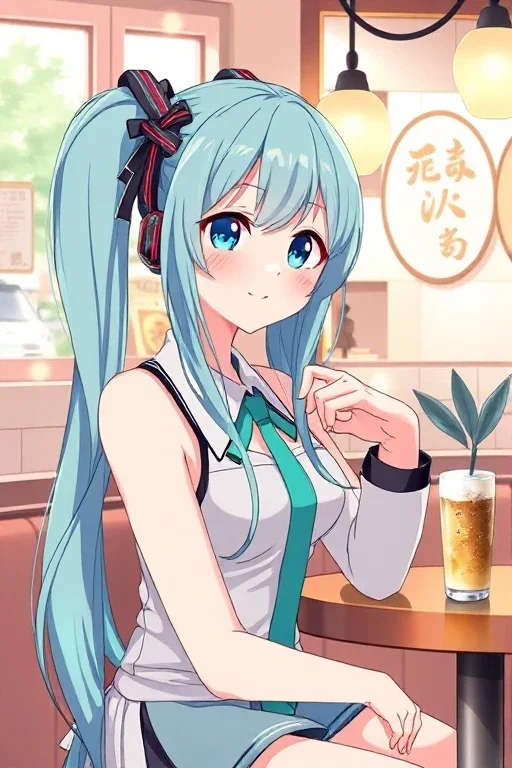 hatsune miku in cafe