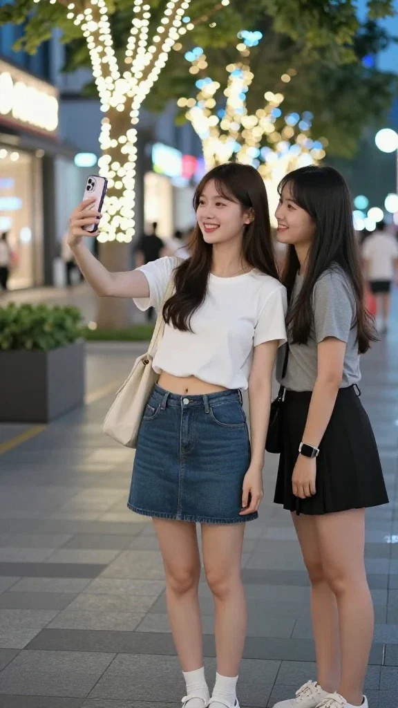 young woman takes selfie with friends