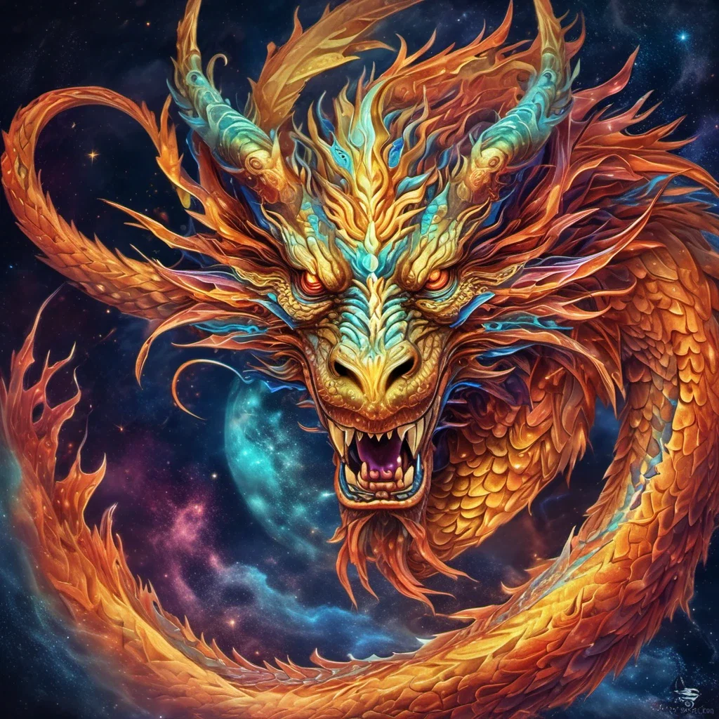 fantasy digital cosmic chinese dragon