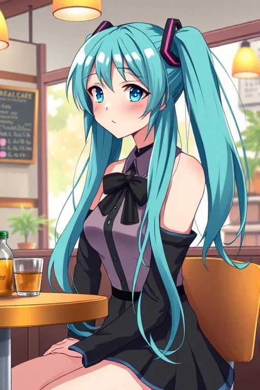 hatsune miku in cafe