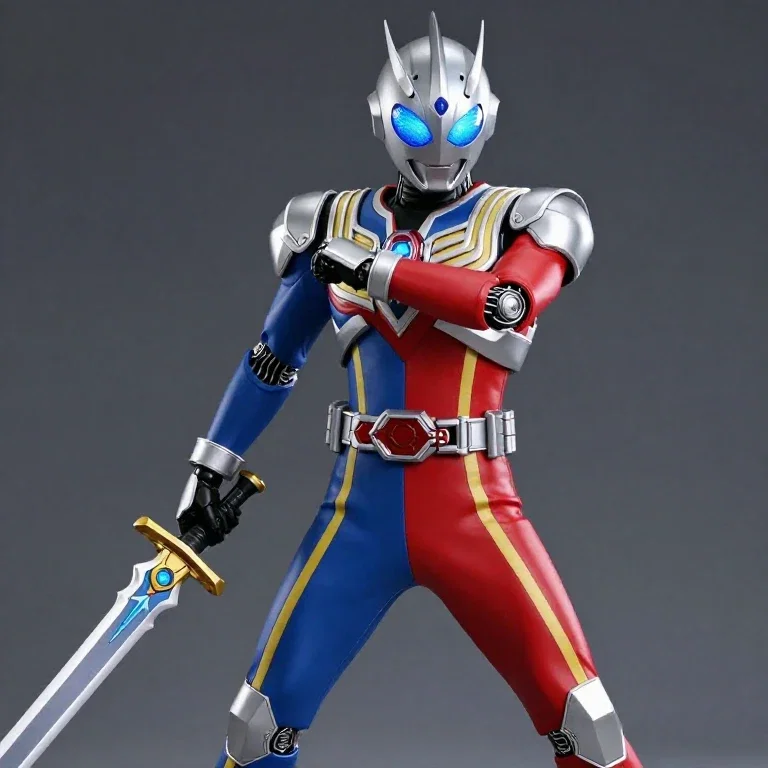 futuristic robot with sword and armor
