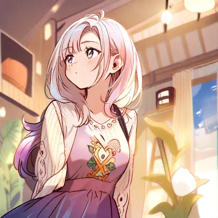 watercolor girl in cafe