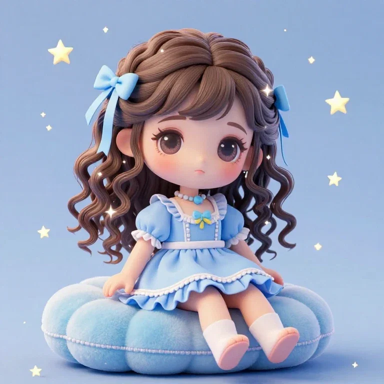 beautiful girl doll pastel blue dress