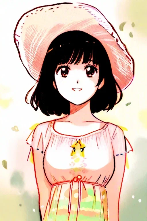 lone girl smiling in summer dress