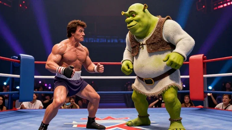 shrek vs sylvester stallone boxing