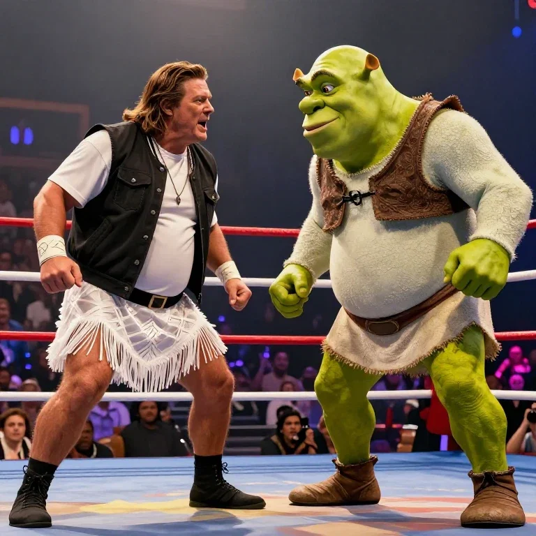 shrek fights rocky balboa on boxing ring