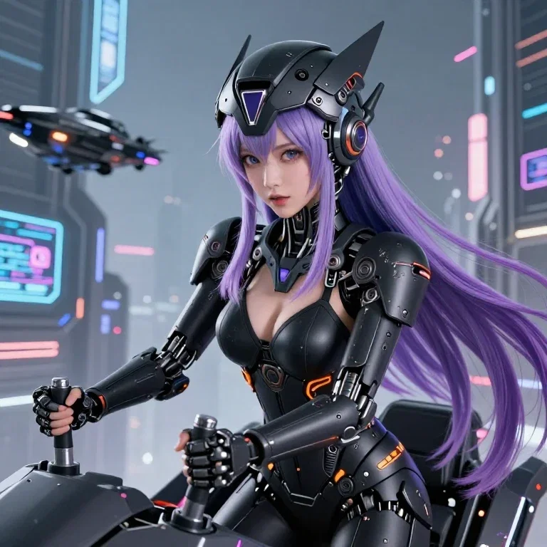 mecha girl in bikini armor shouting