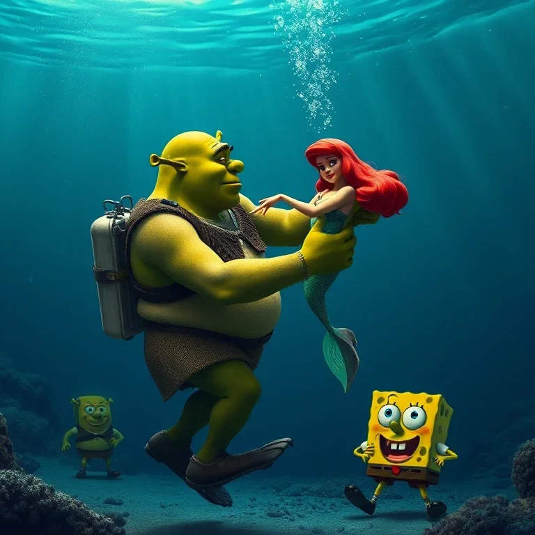 shrek dances waltz with little mermaid