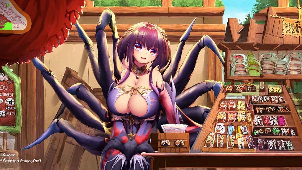 spider girl trinket shop worker