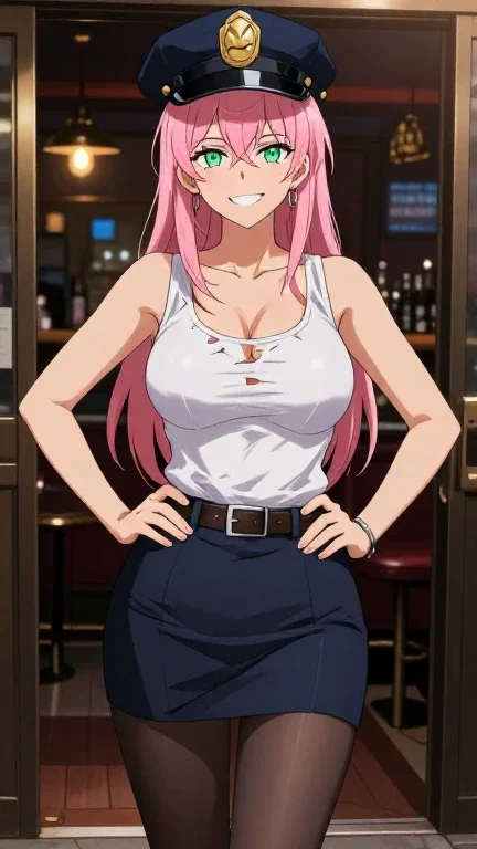 anime woman at night bar entrance