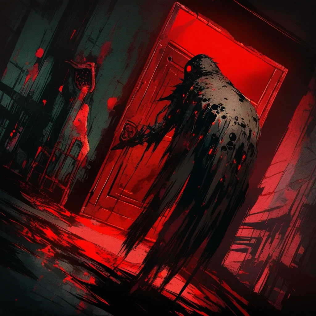 rusty eerie door red light