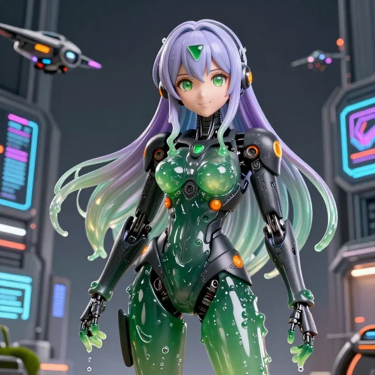 translucent green slime girl