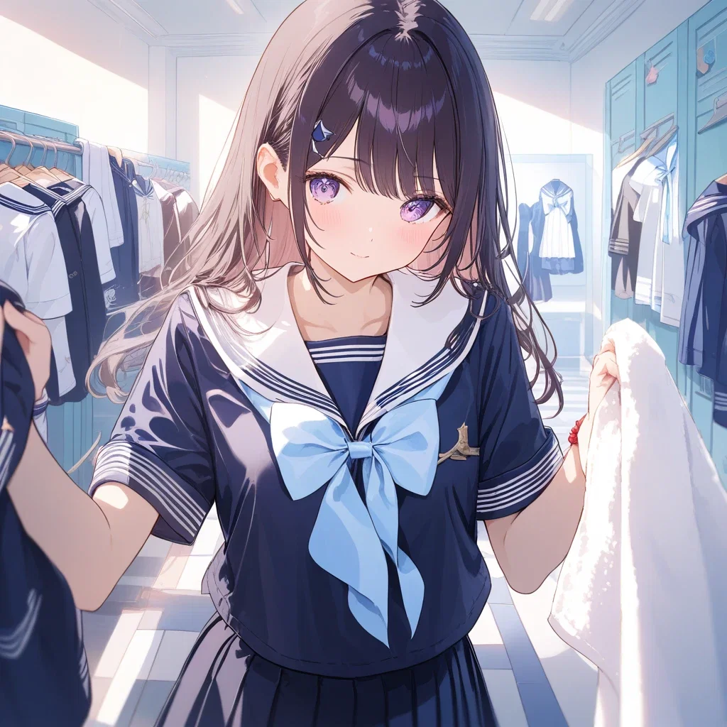 girl undressing in school locker room