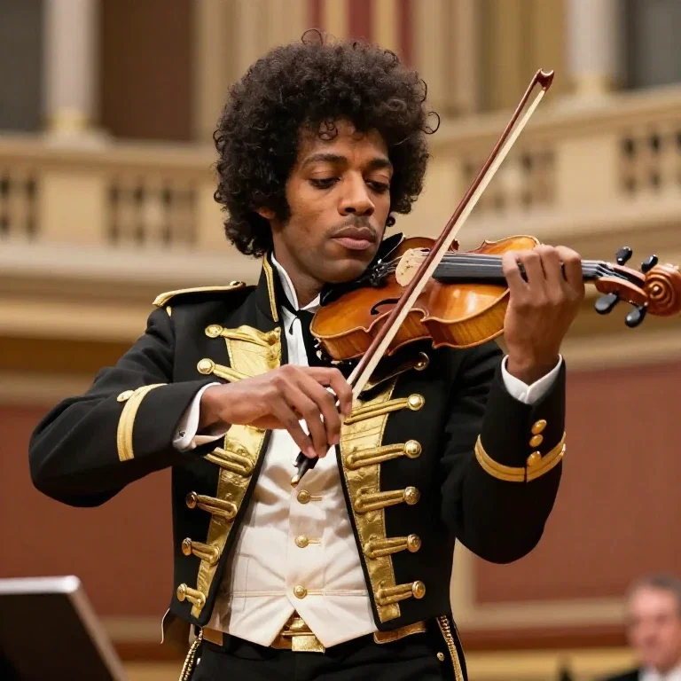 jimi hendrix playing violin at hall