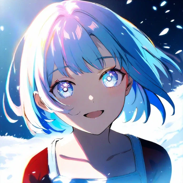 girl with happy smile snow