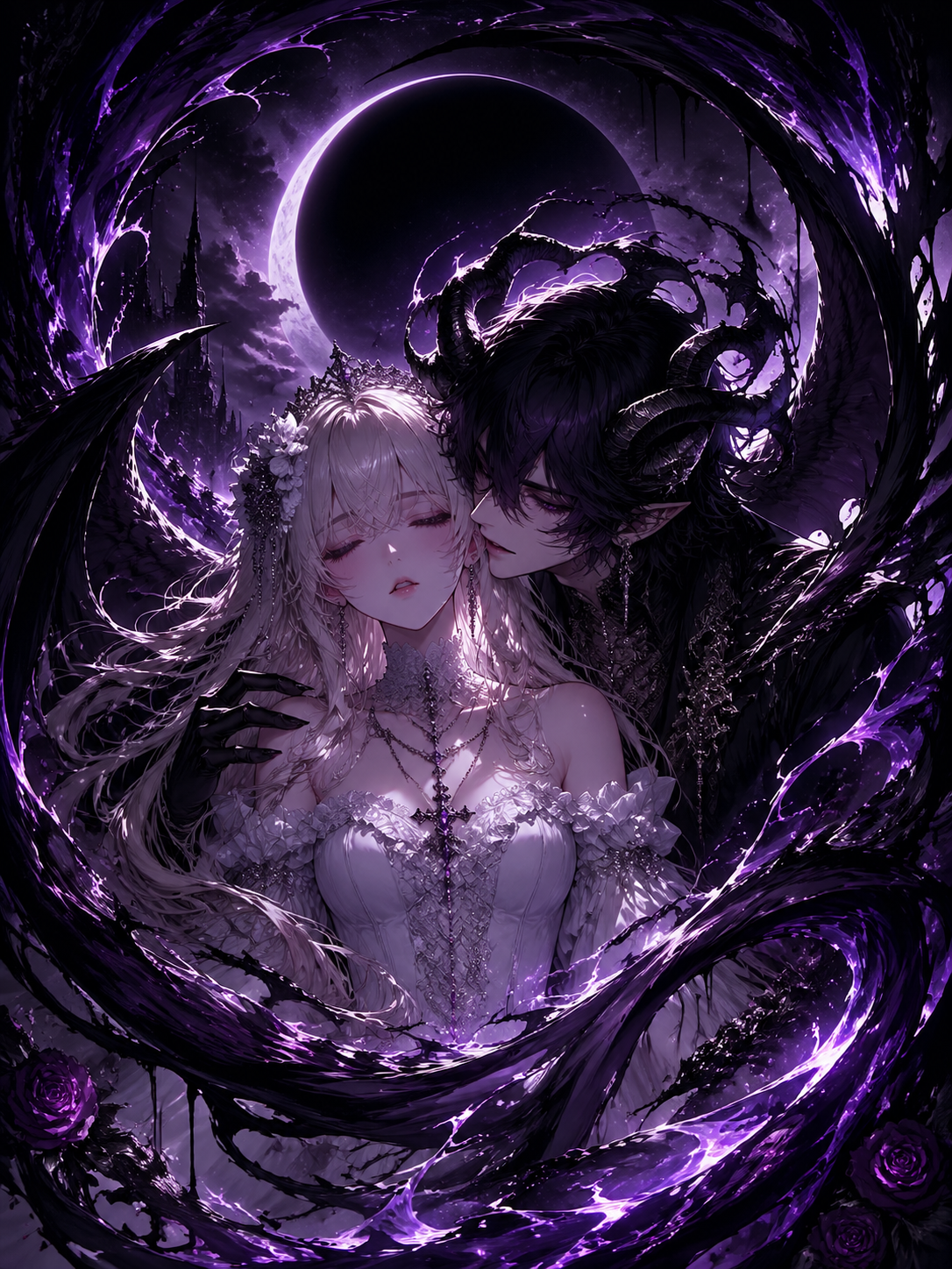 anime girl demon whisper crescent moon