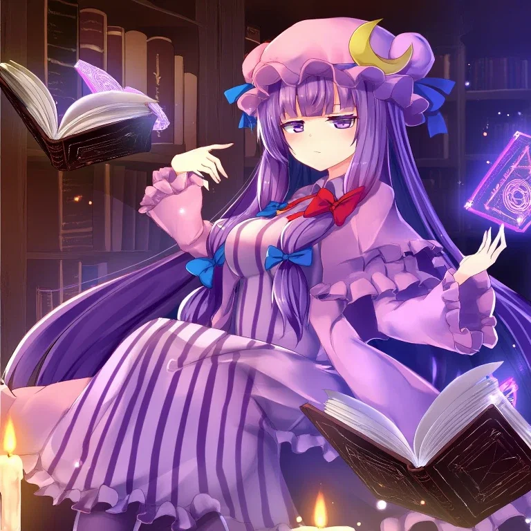anime illustration patchouli knowledge mage