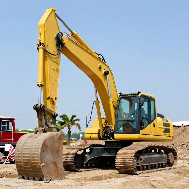 yellow crawler excavator