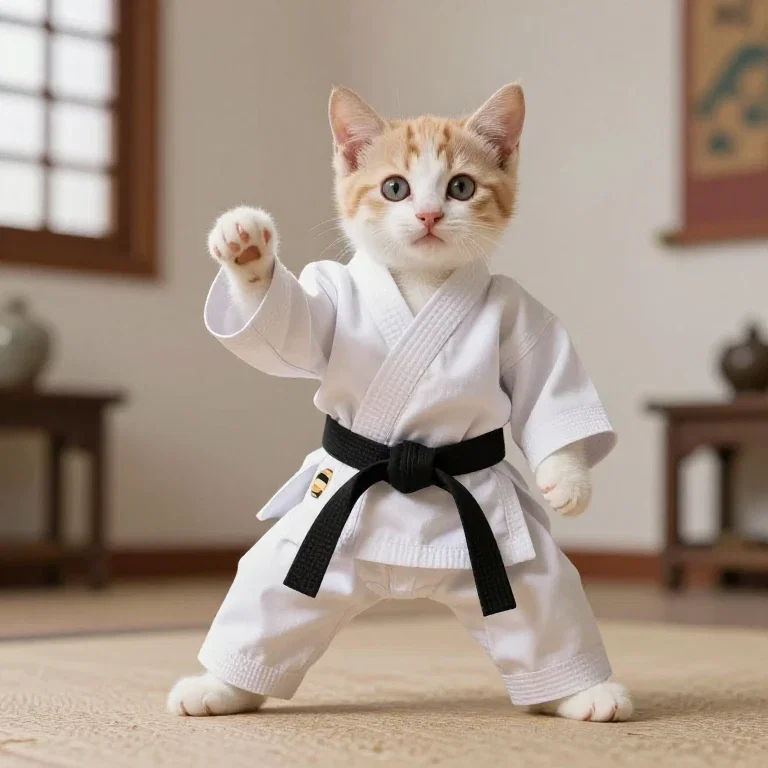 kitten doing karate