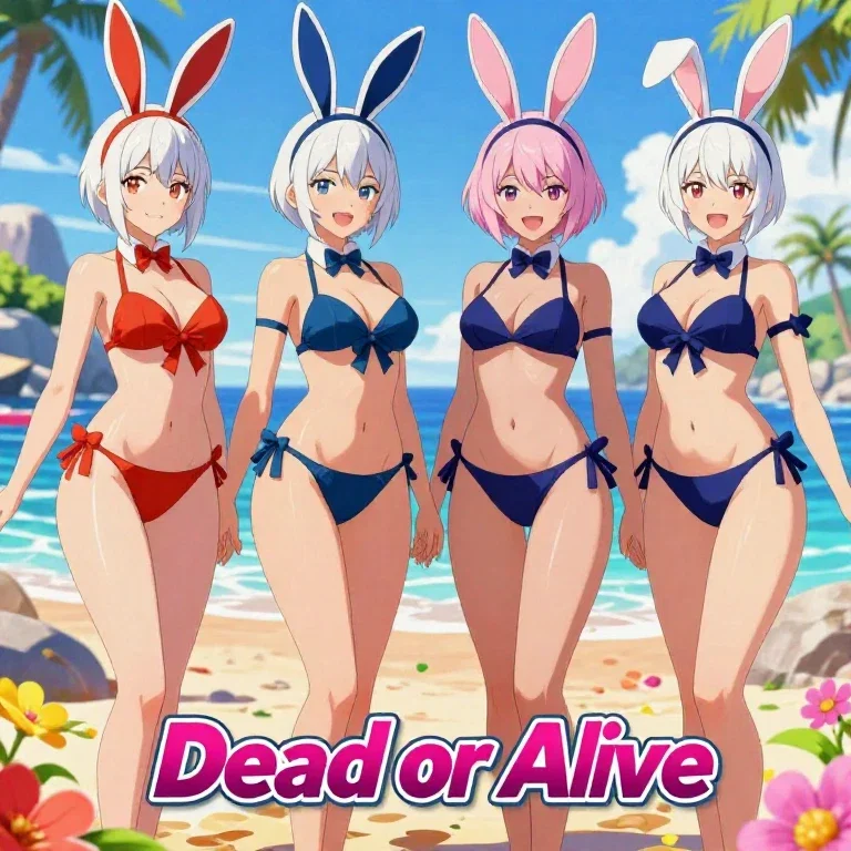 four colorful bunny girls lingerie