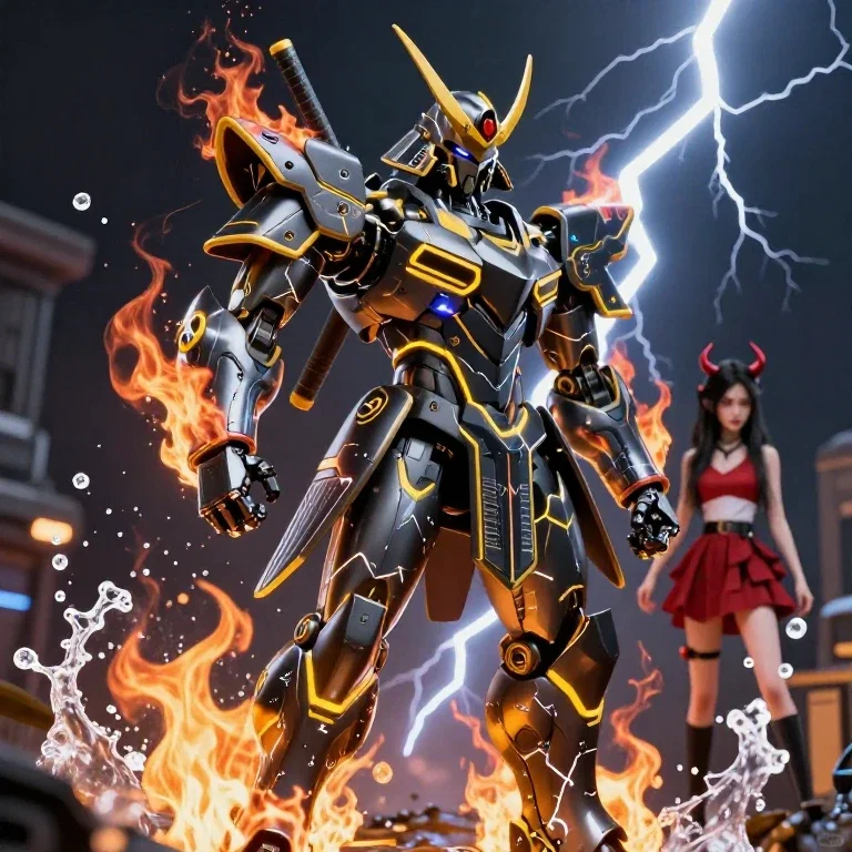 samurai robot flames future design