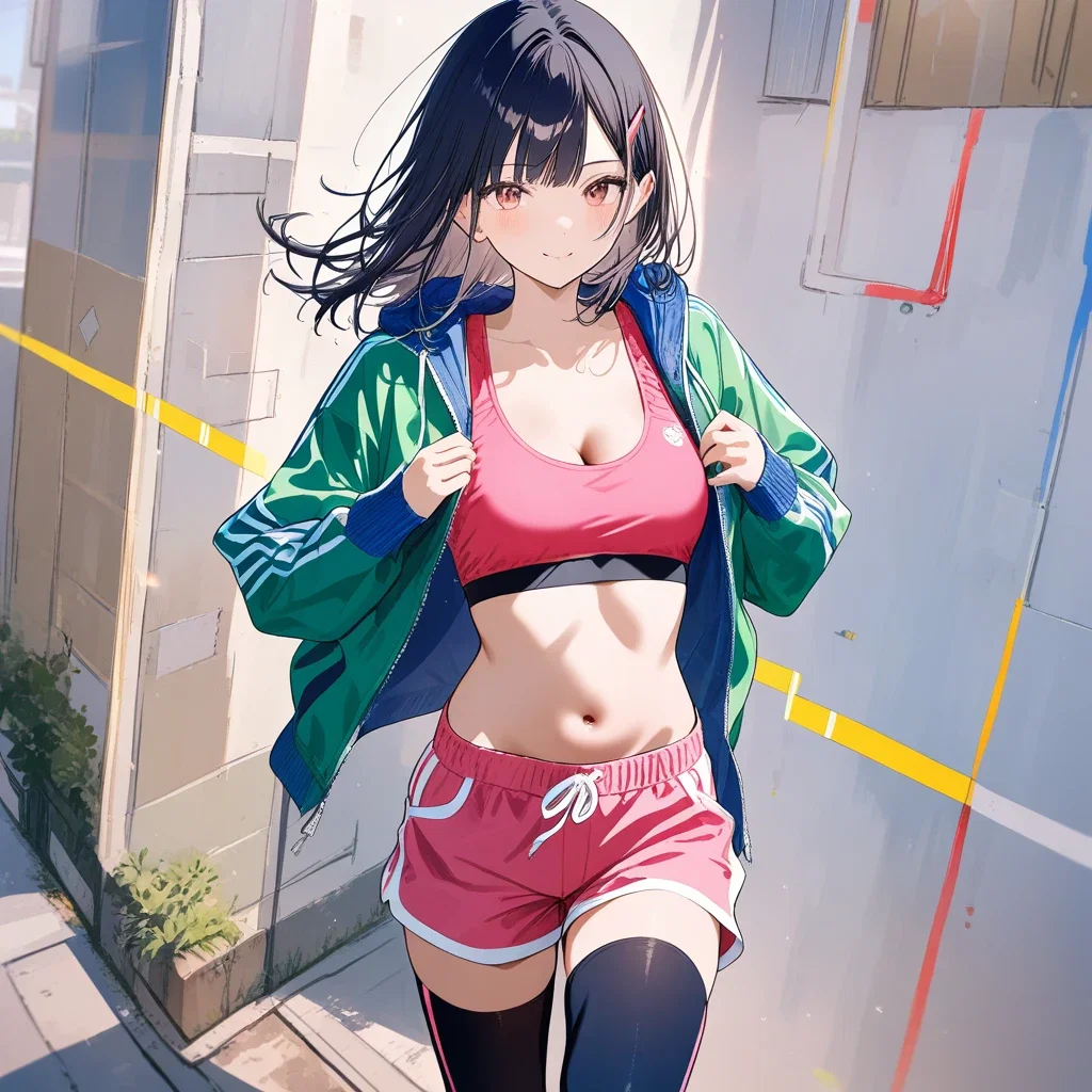 watercolor painting of shizuka running