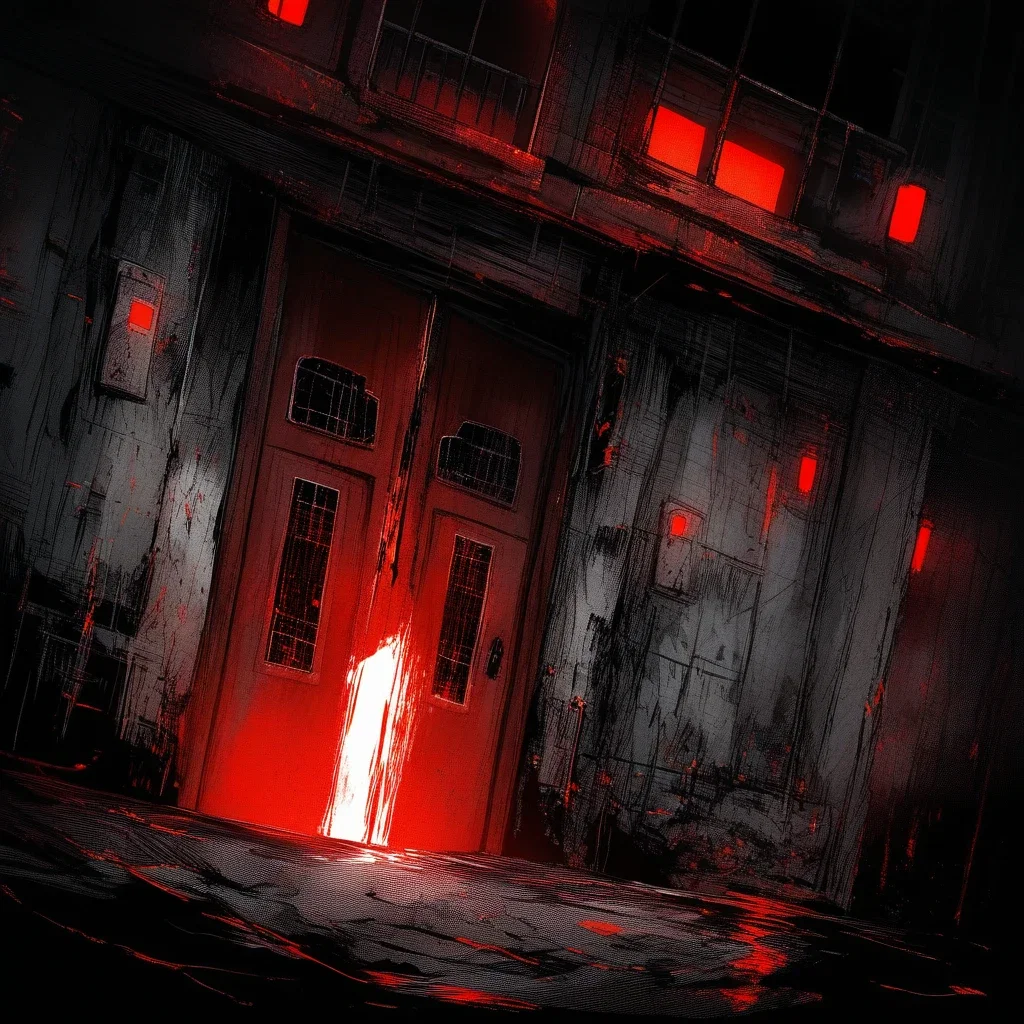 dark eerie door red light