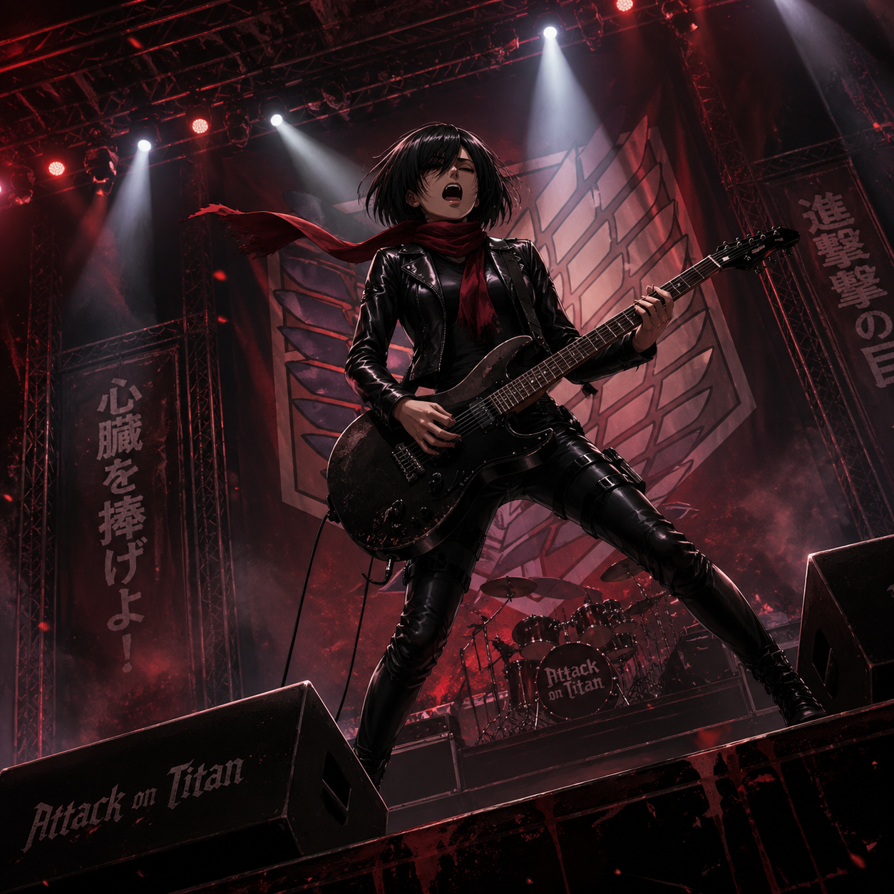 mikasa guitarist stage performance