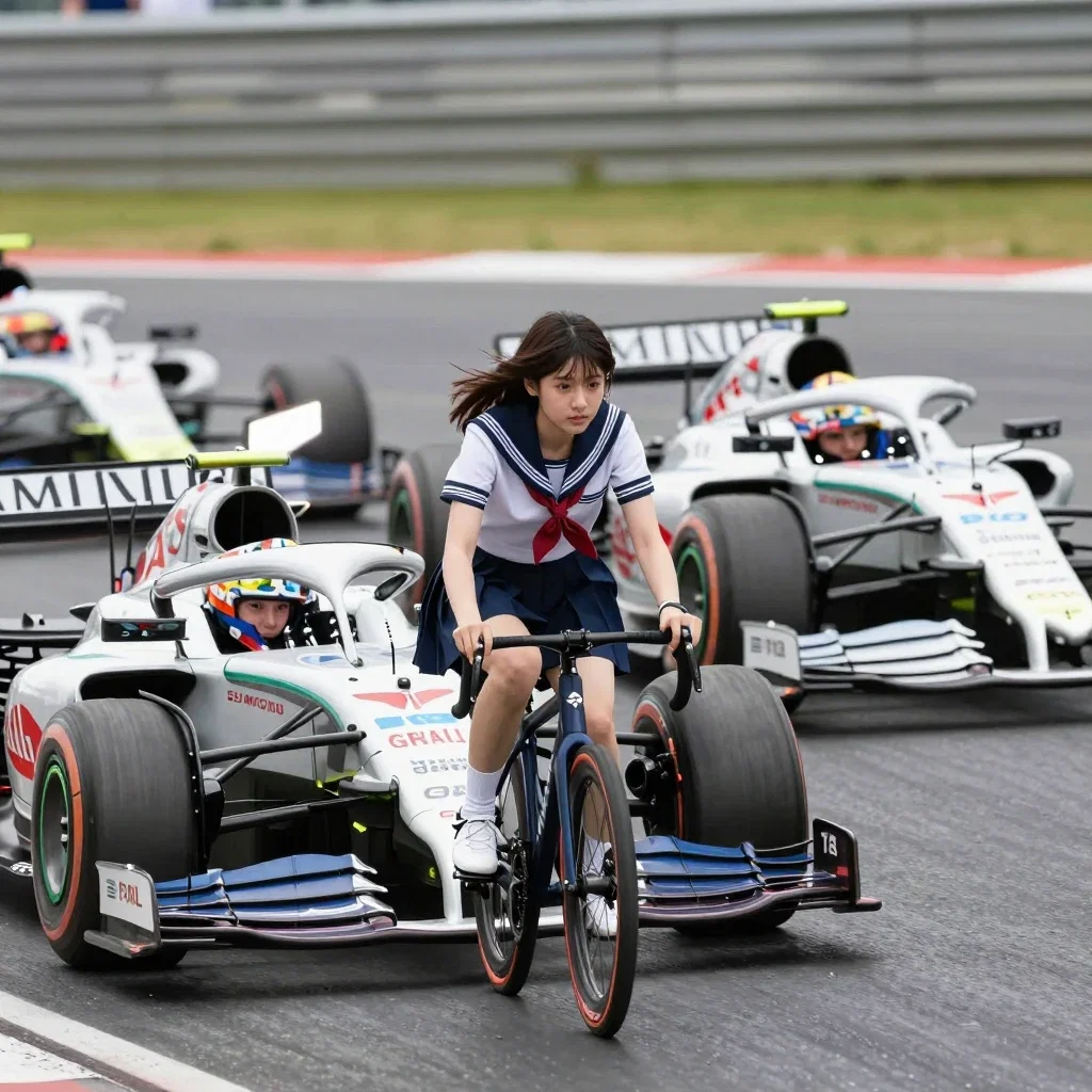 high school girl bicycle leading f1