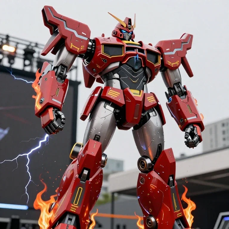 samurai robot flame water lightning