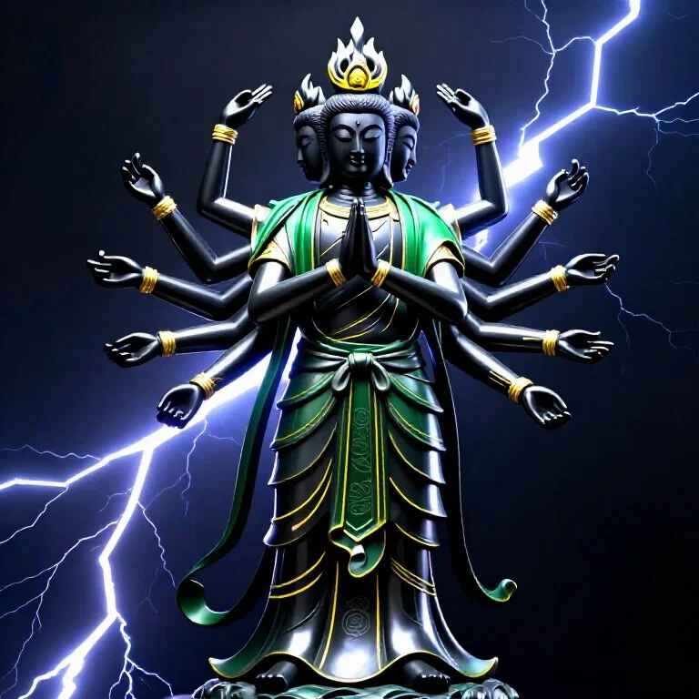 multi armed deity statue wisdom compassion