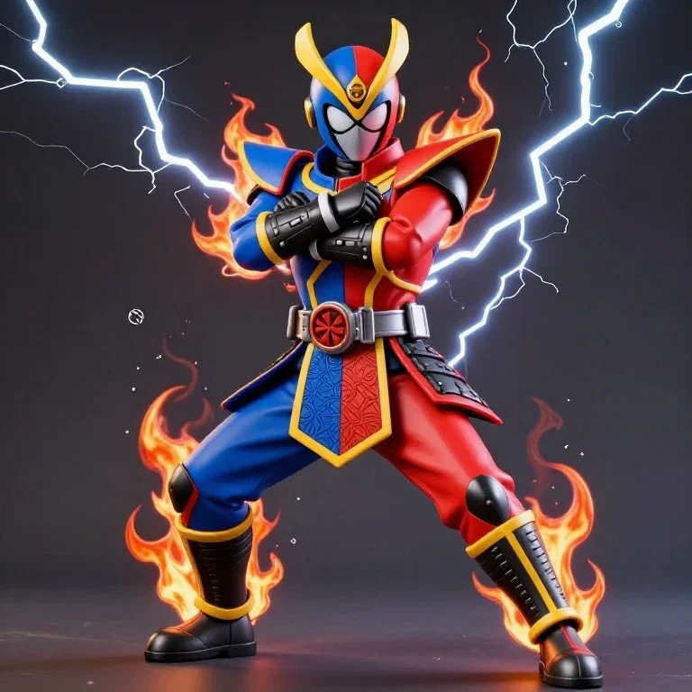 samurai robot flames lightning water