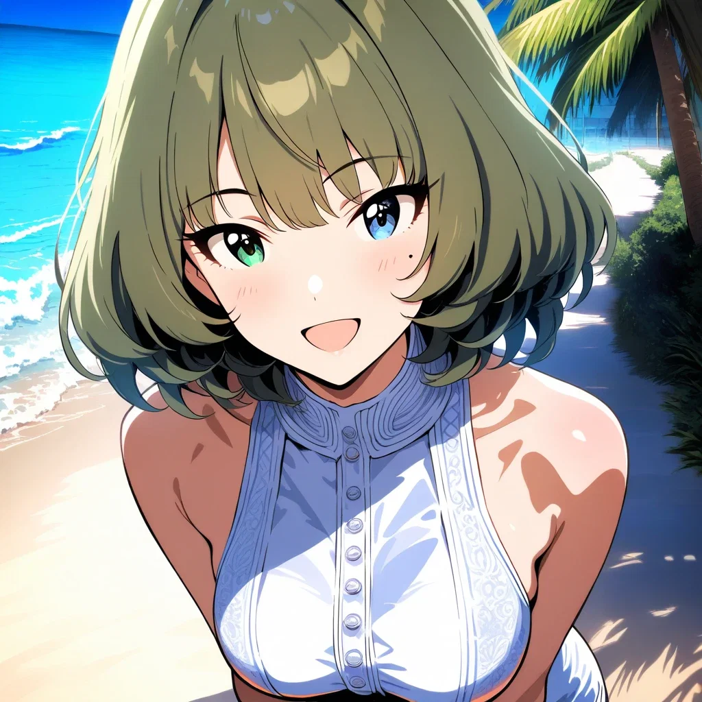 japanese girl beach white dress beer