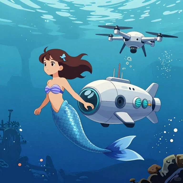 underwater girl travels to japan